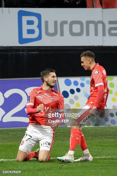 Salim BEN SEGHIR - 77 Adrian GRBIC during the Ligue 2 BKT match between Valenciennes and Dijon at Stade du Hainaut on February 25, 2023 in...