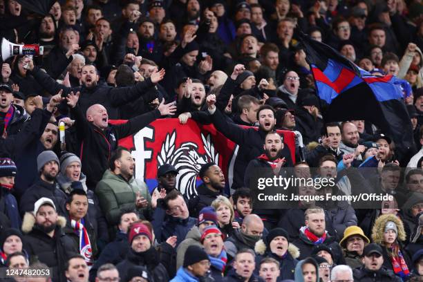 Crystal Palace fans during the Premier League match between Crystal Palace and Liverpool FC at Selhurst Park on February 25, 2023 in London, United...