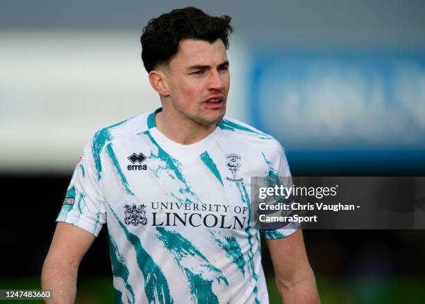 Lincoln City's Regan Poole during the Sky Bet League One between Forest Green Rovers and Lincoln City at The Bolt New Lawn on February 25, 2023 in...