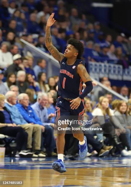 Auburn Tigers guard Wendell Green Jr. Celebrates after hitting a 3-point shot in a game between the Auburn Tigers and the Kentucky Wildcats on...