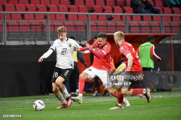 Salim BEN SEGHIR - 26 Paul JOLY during the Ligue 2 BKT match between Valenciennes and Dijon at Stade du Hainaut on February 25, 2023 in Valenciennes,...