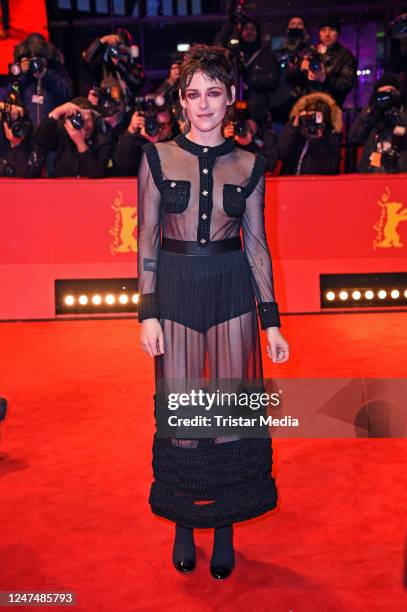 Kristen Stewart attends the Berlinale closing night and Golden Bear Award ceremony red carpet during the 73rd Berlinale International Film Festival...