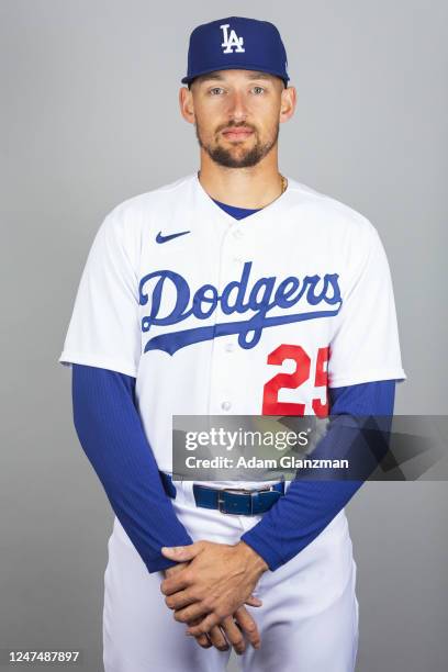 Trayce Thompson of the Los Angeles Dodgers poses for a photo during the Los Angeles Dodgers Photo Day at Camelback Ranch-Glendale on Wednesday,...