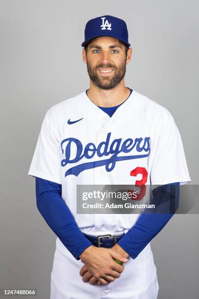 Chris Taylor of the Los Angeles Dodgers poses for a photo during the Los Angeles Dodgers Photo Day at Camelback Ranch-Glendale on Wednesday, February...