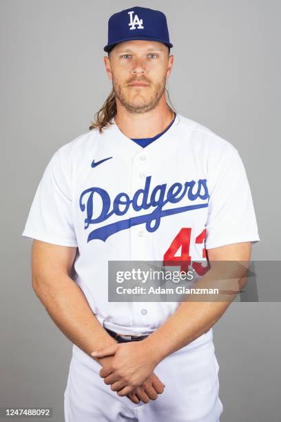 Noah Syndergaard of the Los Angeles Dodgers poses for a photo during the Los Angeles Dodgers Photo Day at Camelback Ranch-Glendale on Wednesday,...