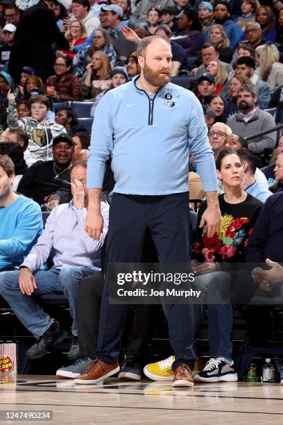 Head Coach Taylor Jenkins of the Memphis Grizzlies looks on during the game against the Denver Nuggets on February 25, 2023 at FedExForum in Memphis,...