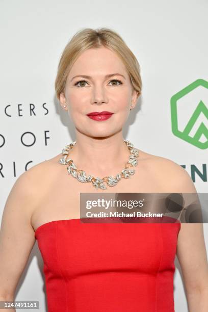 Michelle Williams at the 34th Annual Producers Guild Awards held at The Beverly Hilton on February 25, 2023 in Beverly Hills, California.