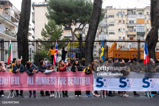 Spectators await the start of the Naples City Half Marathon on February 26, 2023. The tenth edition of the Naples City Half Marathon with thousands...