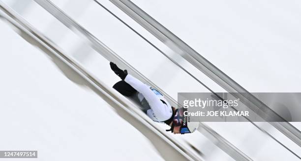Norway's Gyda Westvold Hansen competes in the Mixed Teams Nordic Combined Gundersen Normal Hill HS100/4x5km competition of the FIS Nordic World Ski...