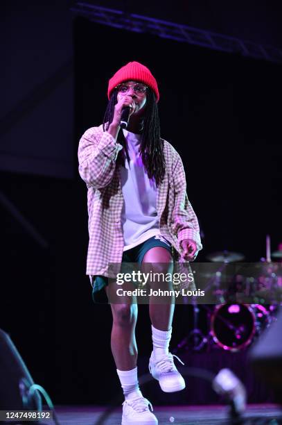 Koffee performs live on stage during the 3rd Annual Afro-Carib Festival at Miramar Regional Park Amphitheater on February 25, 2023 in Miramar,...