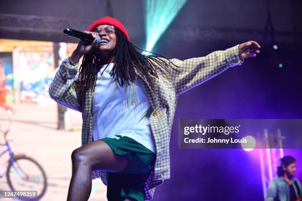 Koffee performs live on stage during the 3rd Annual Afro-Carib Festival at Miramar Regional Park Amphitheater on February 25, 2023 in Miramar,...