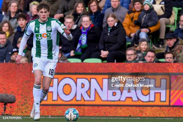 Isak Maatta of FC Groningen controls the ball during the Dutch Eredivisie match between FC Groningen and SBV Excelsior at Euroborg on February 25,...