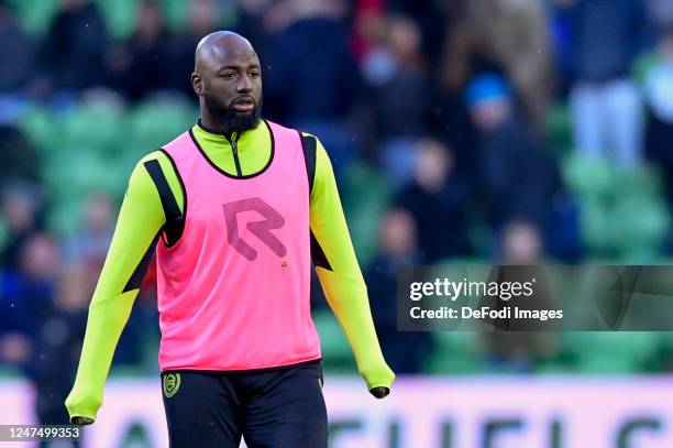 Jetro Willems of FC Groningen looks on during the Dutch Eredivisie match between FC Groningen and SBV Excelsior at Euroborg on February 25, 2023 in...