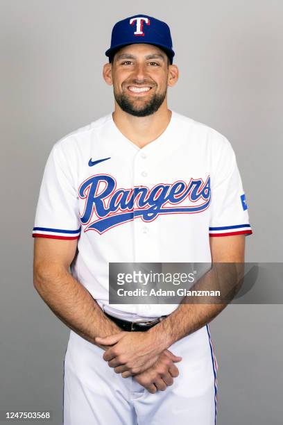 Nathan Eovaldi of the Texas Rangers poses for a photo during the Texas Rangers Photo Day at Surprise Stadium on Tuesday, February 21, 2023 in...