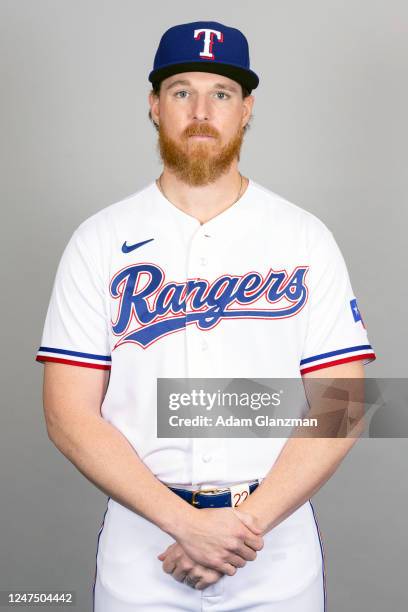 Jon Gray of the Texas Rangers poses for a photo during the Texas Rangers Photo Day at Surprise Stadium on Tuesday, February 21, 2023 in Surprise,...