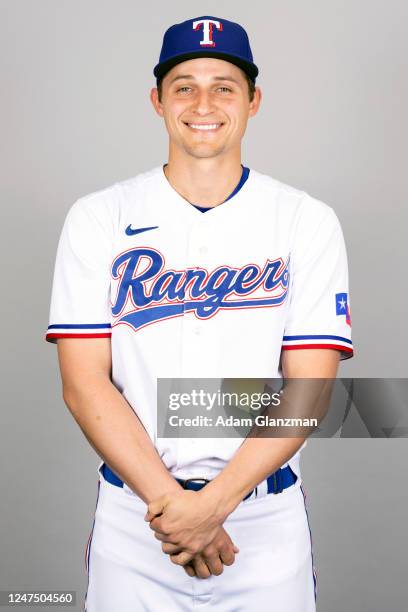 Corey Seager of the Texas Rangers poses for a photo during the Texas Rangers Photo Day at Surprise Stadium on Tuesday, February 21, 2023 in Surprise,...