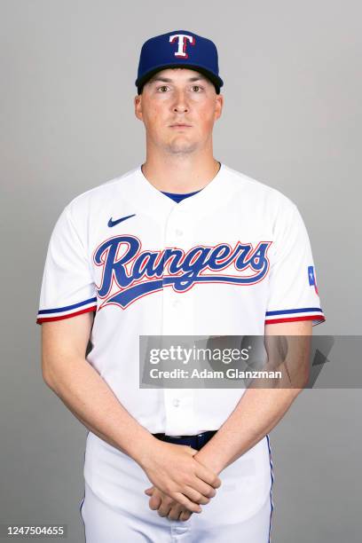 Kyle Funkhouser of the Texas Rangers poses for a photo during the Texas Rangers Photo Day at Surprise Stadium on Tuesday, February 21, 2023 in...