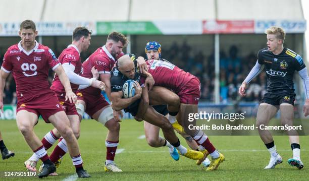 Exeter Chiefs' Olly Woodburn in action during the Gallagher Premiership Rugby match between Exeter Chiefs and Sale Sharks at Sandy Park on February...