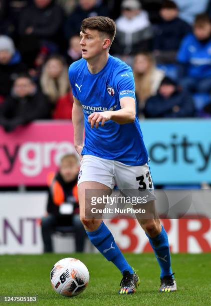 Bailey Clements of Chesterfield Football Club during the Vanarama National League match between Chesterfield and Oldham Athletic at the b2net...