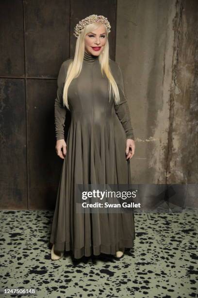 Ilona Staller at Bottega Veneta Fall 2023 Ready To Wear Runway Show on February 25, 2023 in Milan, Italy.