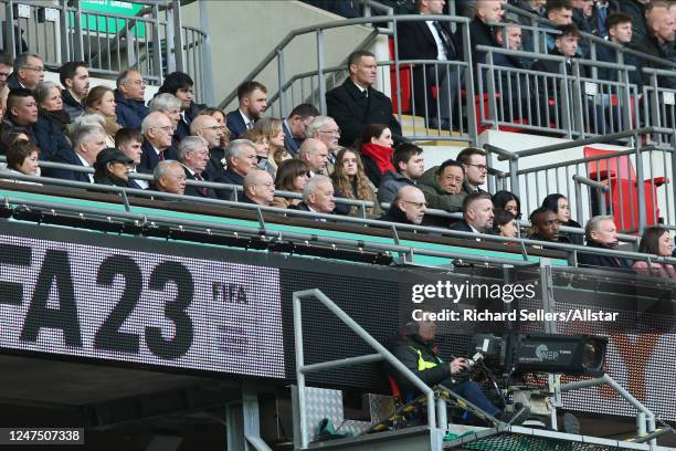 Sir Alex Ferguson, former manchester United Manager, Rick Parry EFL Chairman and Avram Glazer in crowd during the Carabao Cup Final match between...