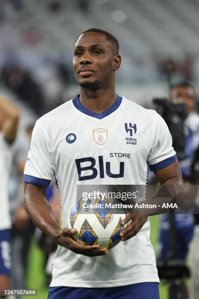 Odion Ighalo of Al Hilal SFC with the match ball after scoring 4 goals in the 0-7 victory during the AFC Champions League - Western Region - Semi...
