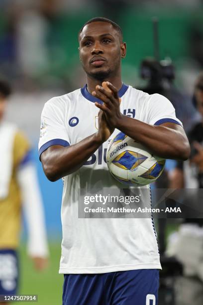 Odion Ighalo of Al Hilal SFC with the match ball after scoring 4 goals in the 0-7 victory during the AFC Champions League - Western Region - Semi...