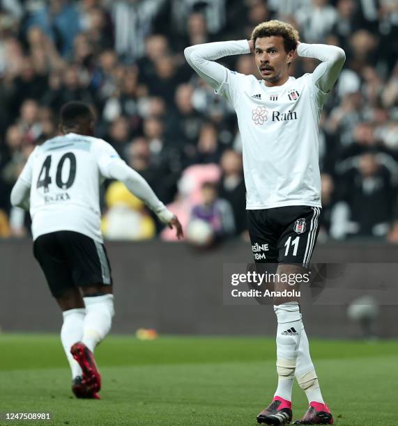 Dele Alli of Besiktas reacts during Turkish Super Lig soccer match between Besiktas and Fraport TAV Antalyaspor at Vodafone Park in Istanbul, Turkiye...