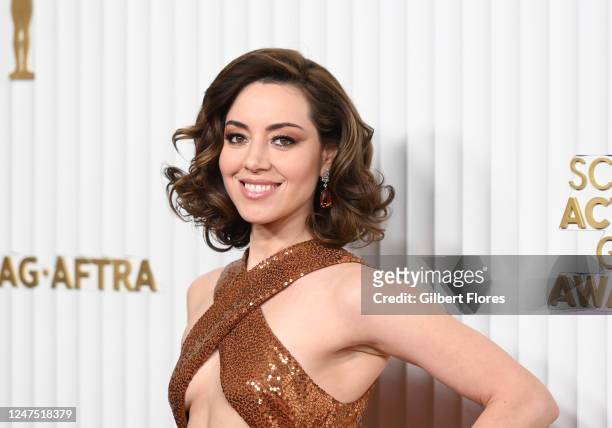 Aubrey Plaza at the 29th Annual Screen Actors Guild Awards held at the Fairmont Century Plaza on February 26, 2023 in Los Angeles, California.