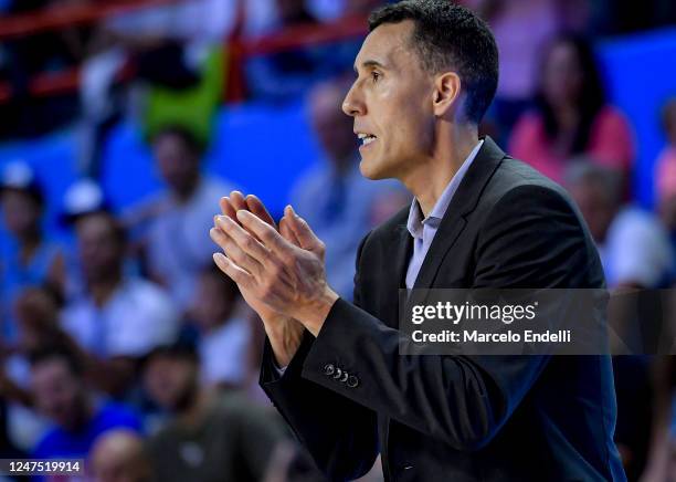 Pablo Prigioni head coach of Argentina gestures during a 2023 FIBA Basketball World Cup Qualification match between Argentina and Dominican Republic...