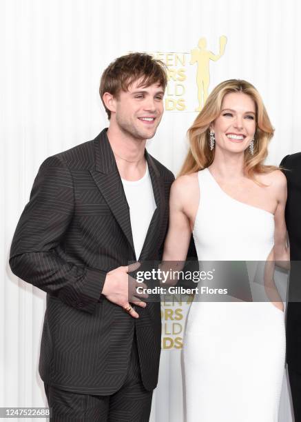 Leo Woodall and Meghann Fahy at the 29th Annual Screen Actors Guild Awards held at the Fairmont Century Plaza on February 26, 2023 in Los Angeles,...