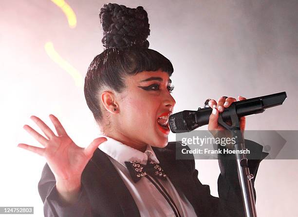 British singer Natalia Kills performs live during a concert at the Postbahnhof on September 12, 2011 in Berlin, Germany.