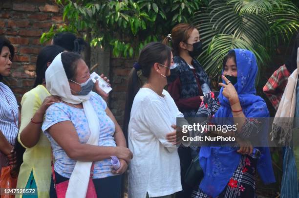 Voters stand in queue to cast their vote at a polling station in Dimapur, India north eastern state of Nagaland on Monday, 27 February 2023.