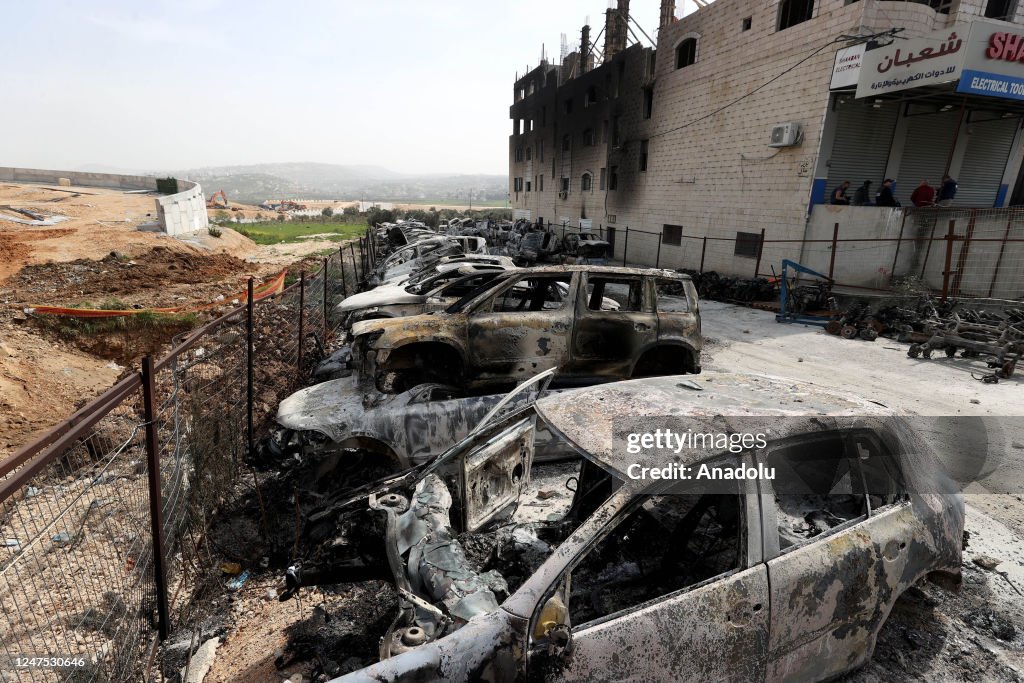 Israel Rupes Images A view of destroyed vehicles after Israeli forces raided in Zatara on ...