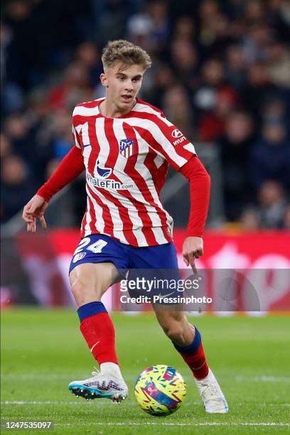 Pablo Barrios of Atletico de Madrid during the La Liga match between Real Madrid and Atletico de Madrid played at Santiago Bernabeu Stadium on...
