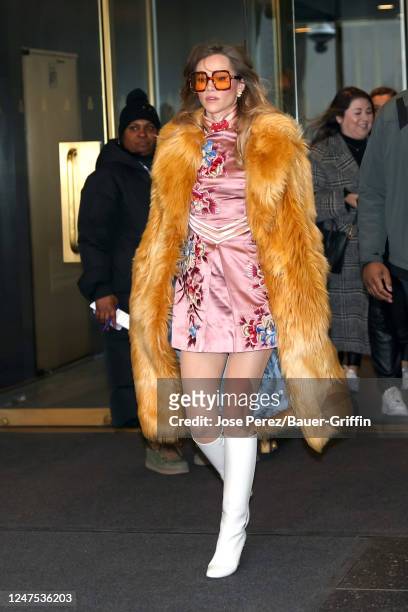 Suki Waterhouse is seen leaving 'Today' Show on February 27, 2023 in New York City.