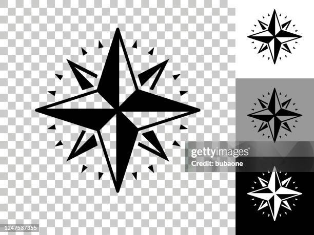 compass icon on checkerboard transparent background - compass white background stock illustrations