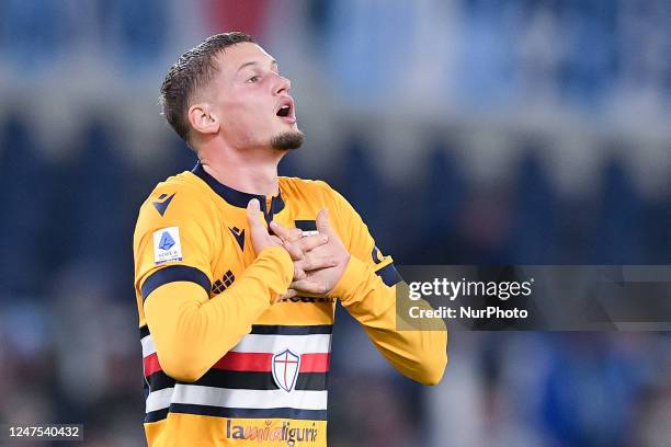 Michael Cuisance of UC Sampdoria looks dejected during the Serie A match between SS Lazio and UC Sampdoria at Stadio Olimpico on February 27, 2023 in...