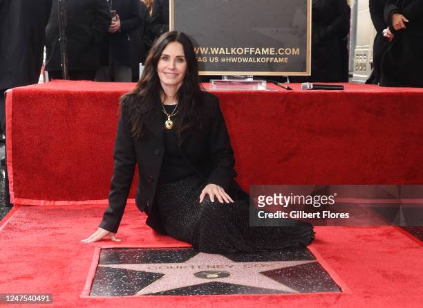 Courteney Cox at the star ceremony where Courteney Cox is honored with a star on the Hollywood Walk of Fame on February 27, 2023 in Los Angeles,...