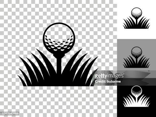 golf ball icon on checkerboard transparent background - golf ball stock illustrations