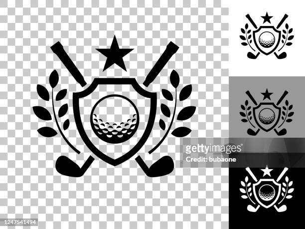 golf emblem icon on checkerboard transparent background - golf club on white stock illustrations