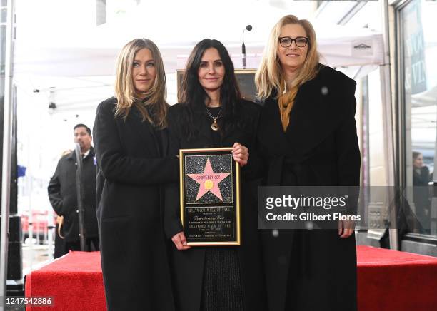 Jennifer Aniston, Courteney Cox, Lisa Kudrow at the star ceremony where Courteney Cox is honored with a star on the Hollywood Walk of Fame on...
