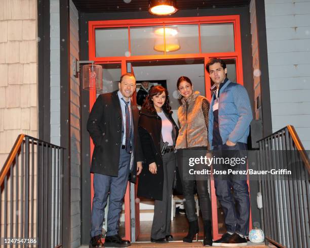 Donnie Wahlberg, Marisa Ramirez, Gabriella Piazza and Matthew Daddario are seen on the set of "Blue Bloods" on February 27, 2023 in New York City.