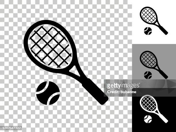 tennis-symbol auf schachbrett transparenten hintergrund - tennisschläger stock-grafiken, -clipart, -cartoons und -symbole