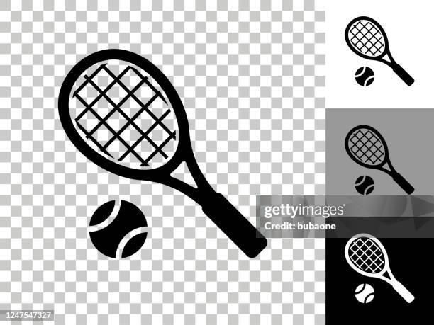 ilustrações de stock, clip art, desenhos animados e ícones de tennis icon on checkerboard transparent background - tennis racket