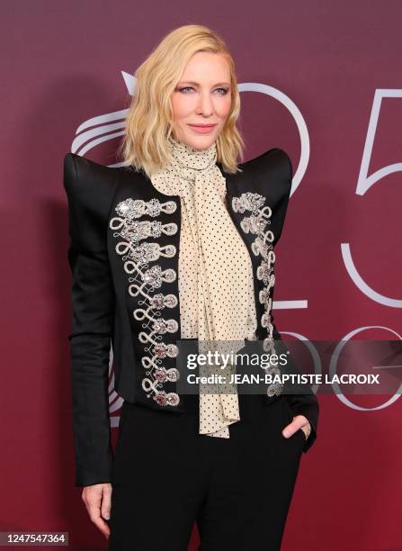 Australian actress Cate Blanchett arrives for the 25th Costume Designers Guild Awards at The Fairmont Century Plaza in Los Angeles, California, on...