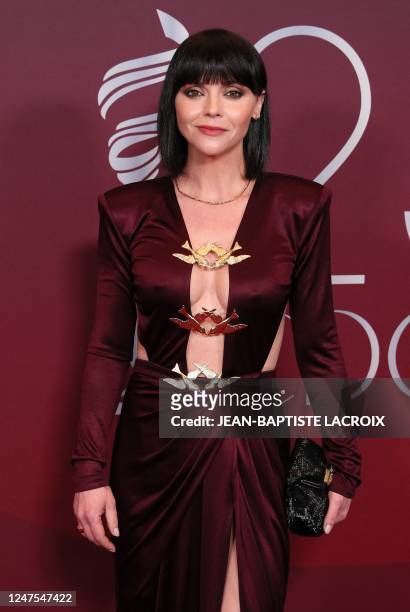 Actress Christina Ricci arrives for the 25th Costume Designers Guild Awards at The Fairmont Century Plaza in Los Angeles, California, on February 27,...