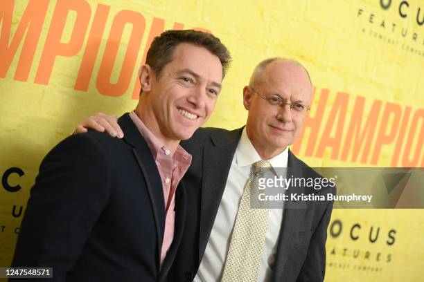 Jeremy Plager and Paul Brooks at the New York premiere of "Champions" held at AMC Lincoln Square 13 on February 27, 2023 in New York City.