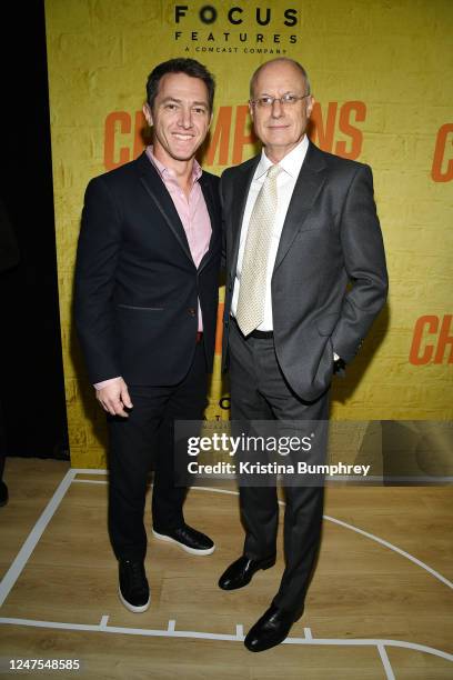 Jeremy Plager and Paul Brooks at the New York premiere of "Champions" held at AMC Lincoln Square 13 on February 27, 2023 in New York City.