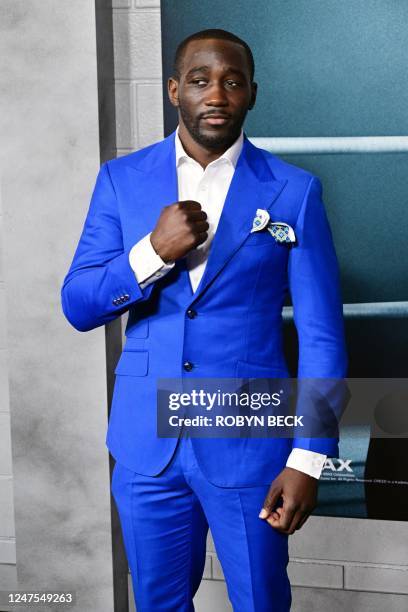 Pro-boxer Terence Crawford arrives for the Los Angeles premiere of Creed III at the TCL Chinese Theater in Hollywood, California, on February 27,...